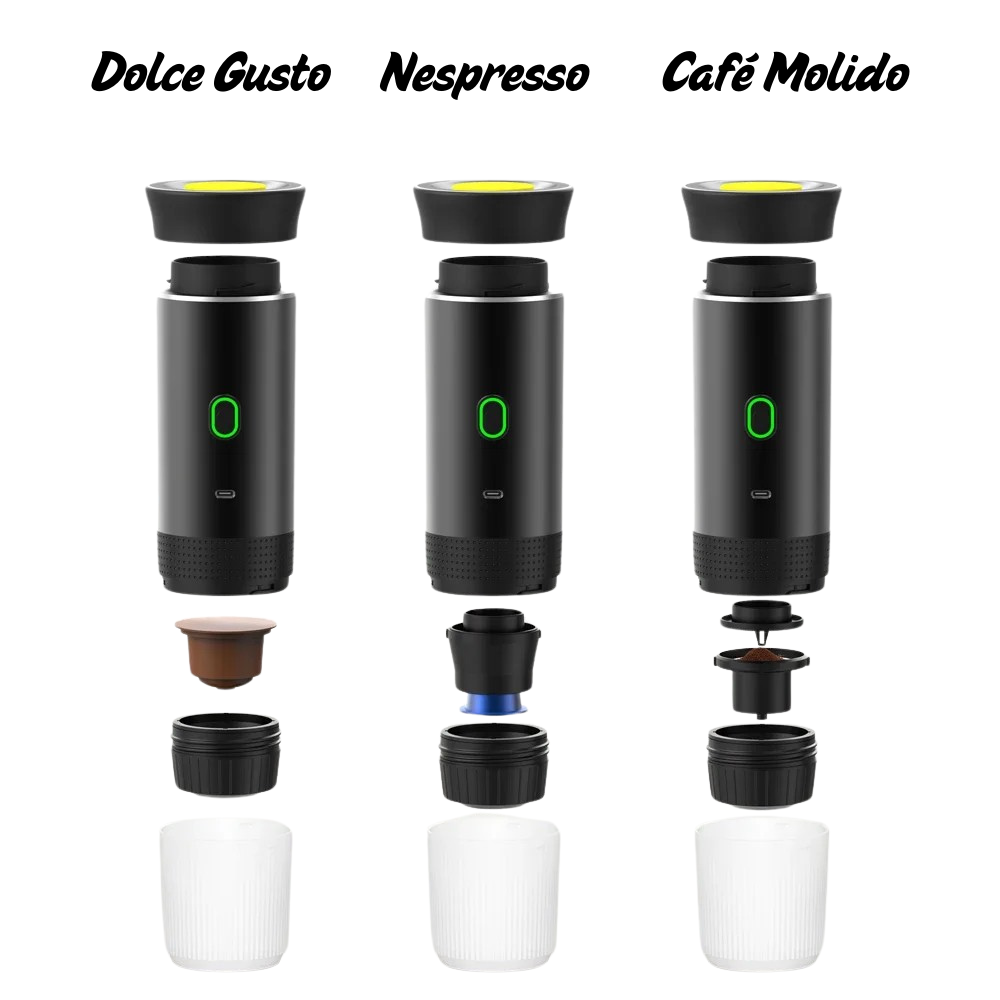 3-in-1 portable coffee maker with built-in battery and 20 bar pressure